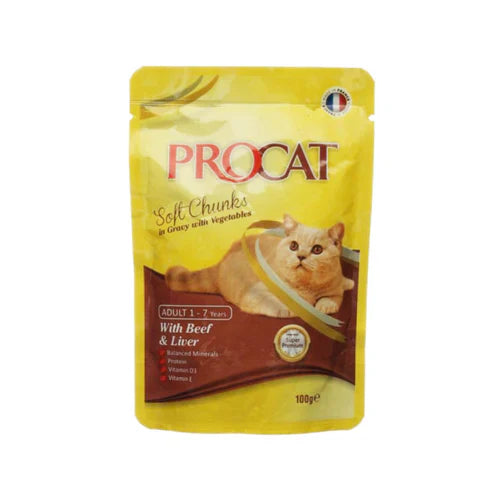 Pro Cat Pouch Beef & Liver 100g