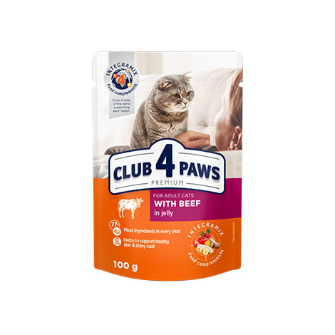 Pouch Club 4 Paws Adult Beef 100g