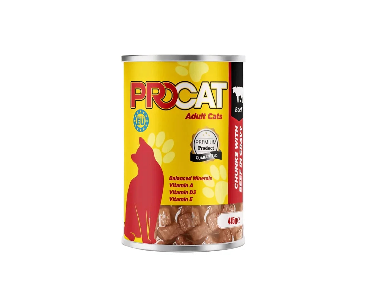 Cans Pro Cat Beef Pieces 415g